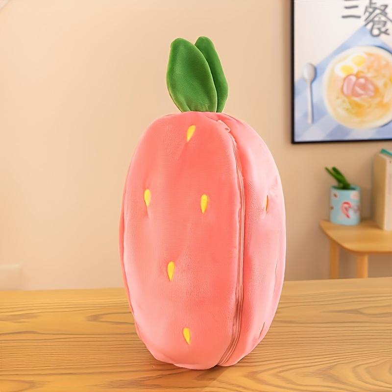 Cute Strawberry Design Plush Toy, Cuddly Soft Adorable Stuffed Animal, 1 Count Soft Double-Sided Zipper Rabbit Pillow Toy for Kindergarten Decoration, Lovely Hugging Toy, Super Soft Fluffy, for Friends & Adults, Gift for Her, Girl's Gift