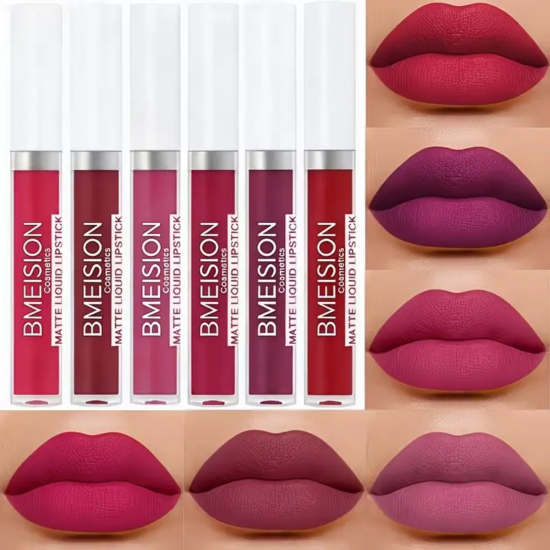 6-Piece Matte Lip Gloss Set, Matte Liquid Lipstick, Long-Lasting Waterproof Lip Color, Smooth and Blendable, Perfect for All Occasions, Women's Makeup Kit