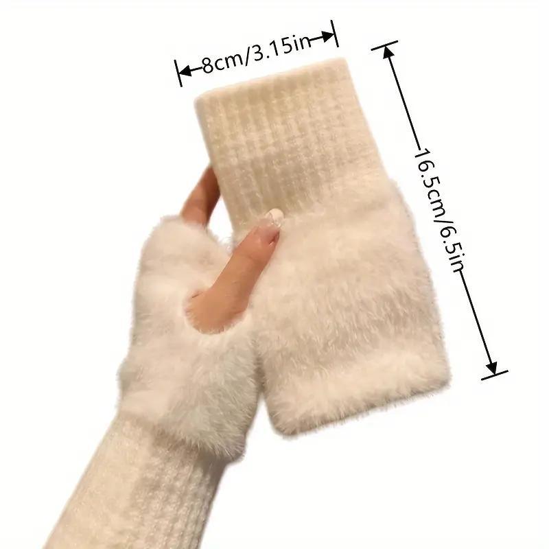 Solid Color Fingerless Gloves, 1 Pair Soft Warm Gloves for Fall & Winter, Elastic Wrist Brace for Women & Girls, Sports & Outdoor Accessories
