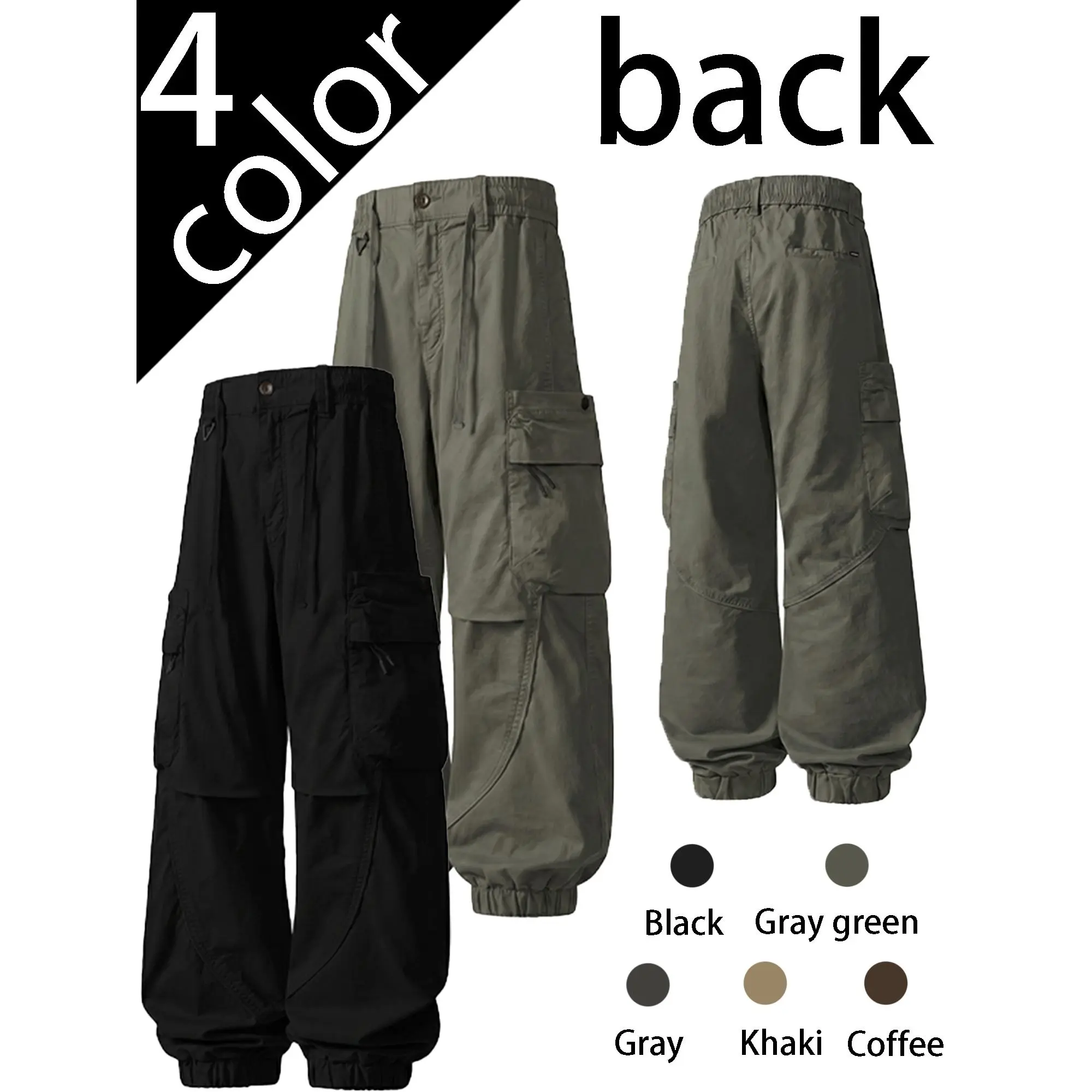 Heavyweight washed work pants, curved-leg casual pants, long pants, summer lightweight stretch pants