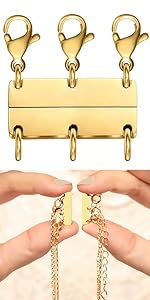 Lucky Necklace Layering Clasp Womens Jewelry Separators 18K Gold and Silver Multiple Necklace Clasp Look