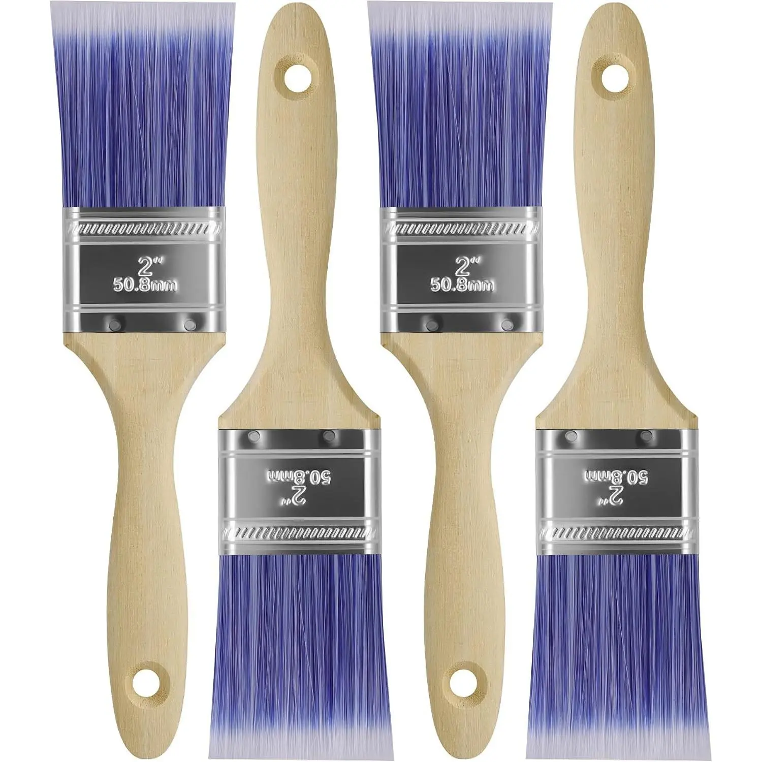 Brushes - 4 Pack, 2" Flat Brushes,  Brush Set,   Brushes for Walls, Stain &  Oil Paints -  Improvement - Interior & Exterior Use