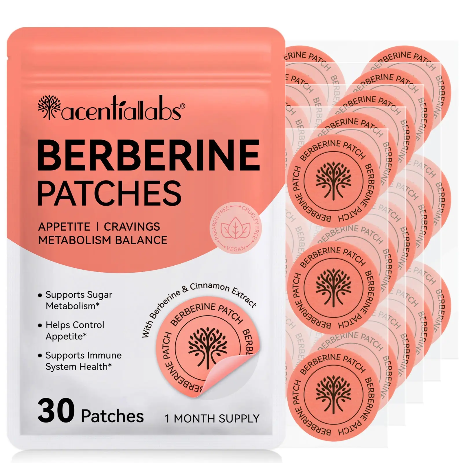 Acentiallabs Berberine Care Patch 30pcs Per Bag, Contains Essential Nutrients & Vitamins, Single Item Pack for Health Support