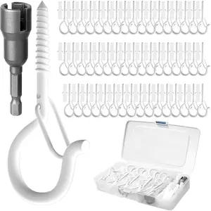 50PCS Windproof Screw Q-Hanger Hooks with Safety Buckle for Hanging Outdoor String Lights, Plants, Christmas Decorations, Includes Wing Nut Driver, Whitefidget toys