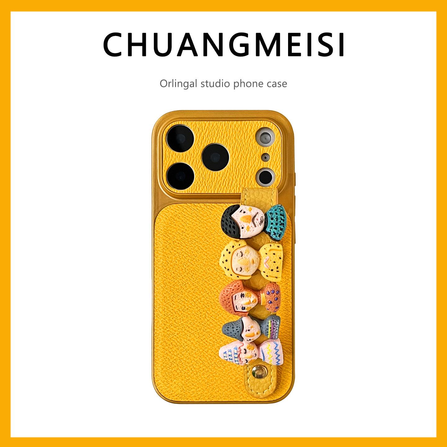 Large Window Premium Lychee Texture Case for iPhone 17 Pro Max 16 15 14 Pro 13, Shockproof Protective Cover