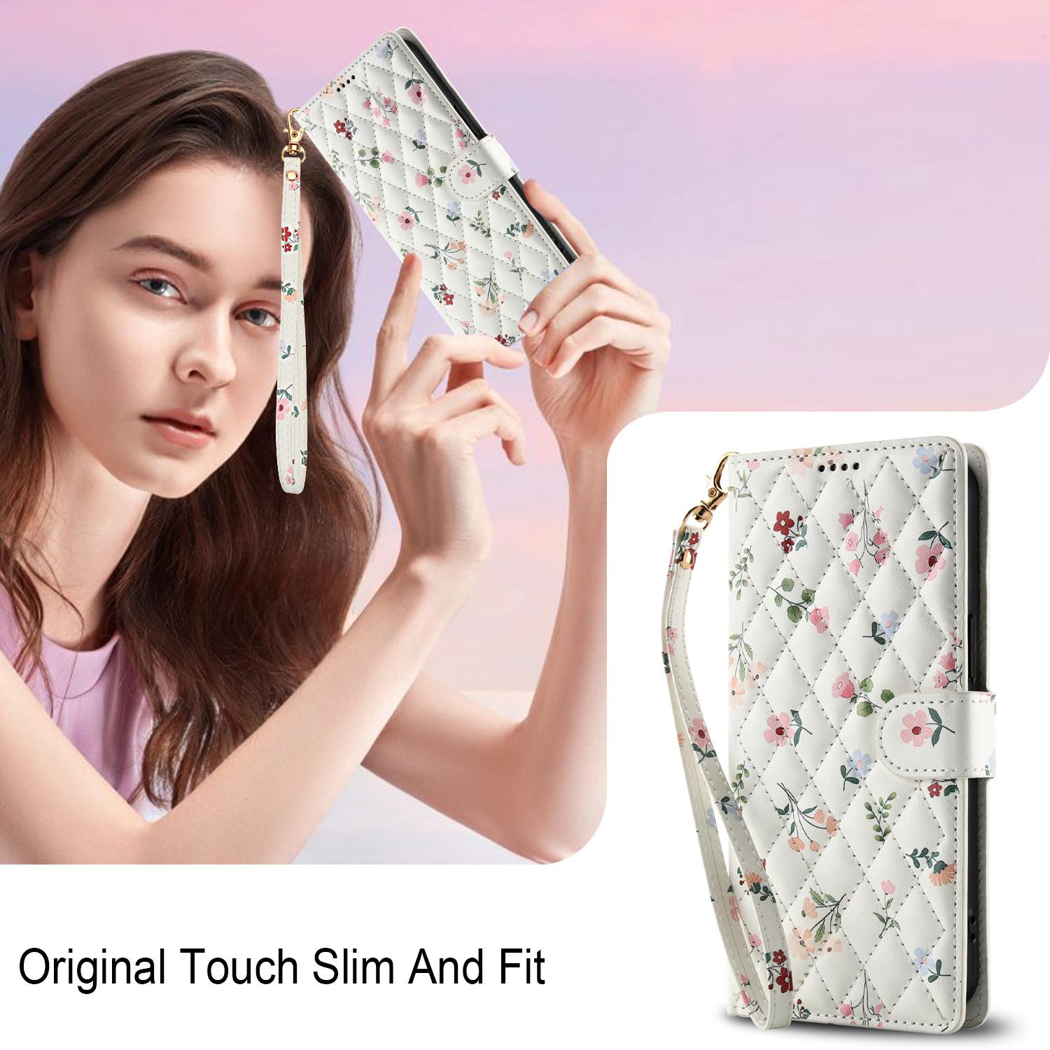 For Samsung S20 S20FE S20+ S20 Ultra S21 S22 S23 S24 S25 S26 Edge S26 Ultra , Fashion Flower Magnetic Leather Flip Folio Case with Card Holders Kickstand [Shockproof TPU Inner Shell] With Lanyard for Girl Women Lady