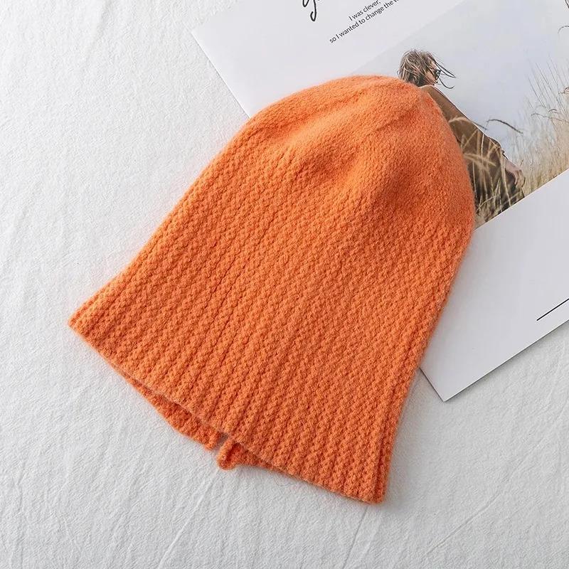 Hot Sale Women Hat Kpop Style Autumn /Winter Hat Soft Beanie Hats For Women Leisure Back Split Teens Ponytail Knitted Cap