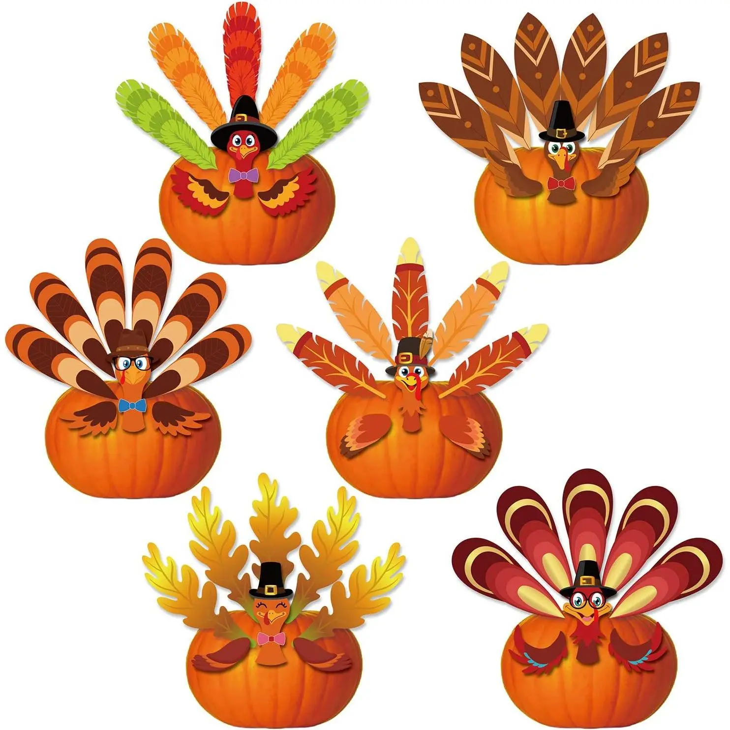Thanksgiving Pumpkin Turkey Making Kit, 6 Turkeys Fall Decor, for Give Thanks Fall Party Turkey Craft Thanksgiving Party Games Accessories