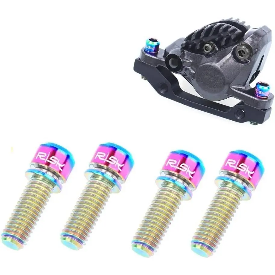 Pack of 4 count Titanium  Screws for MTB Road  and Mountain  Disc Caliper, M6X20mm