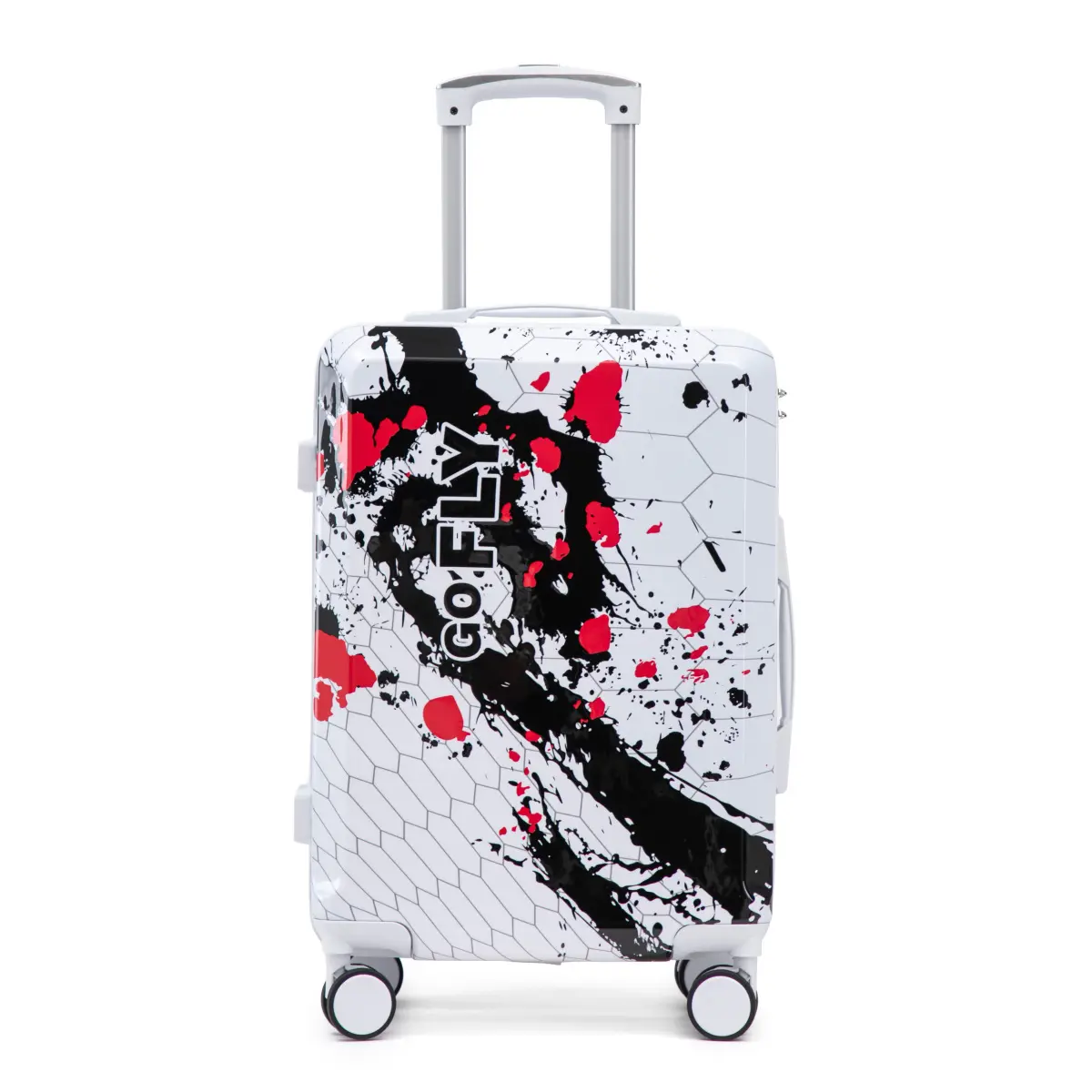 20 Inch Luggage PC Spinner Wheel Luggage, Carry on Suitcase, With Printed pattern and Combination Lock (Black)