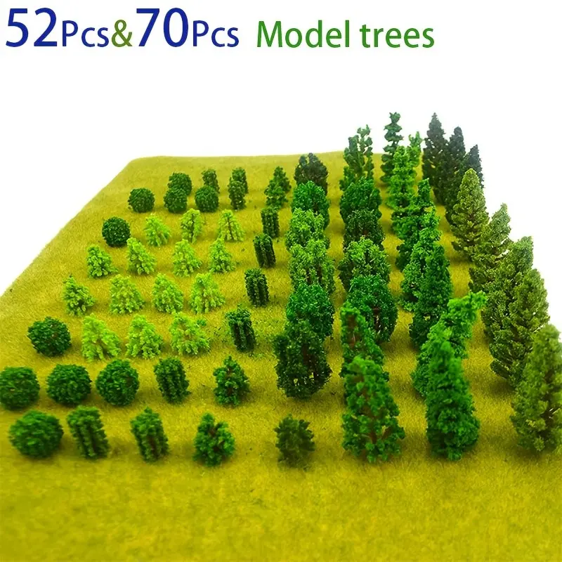 52/70 Piece Mini Artificial Trees Set, Ideal for Train Models, Sandbox Landscapes, Building Models, Mixed Scale 0.98-2.16 Inches