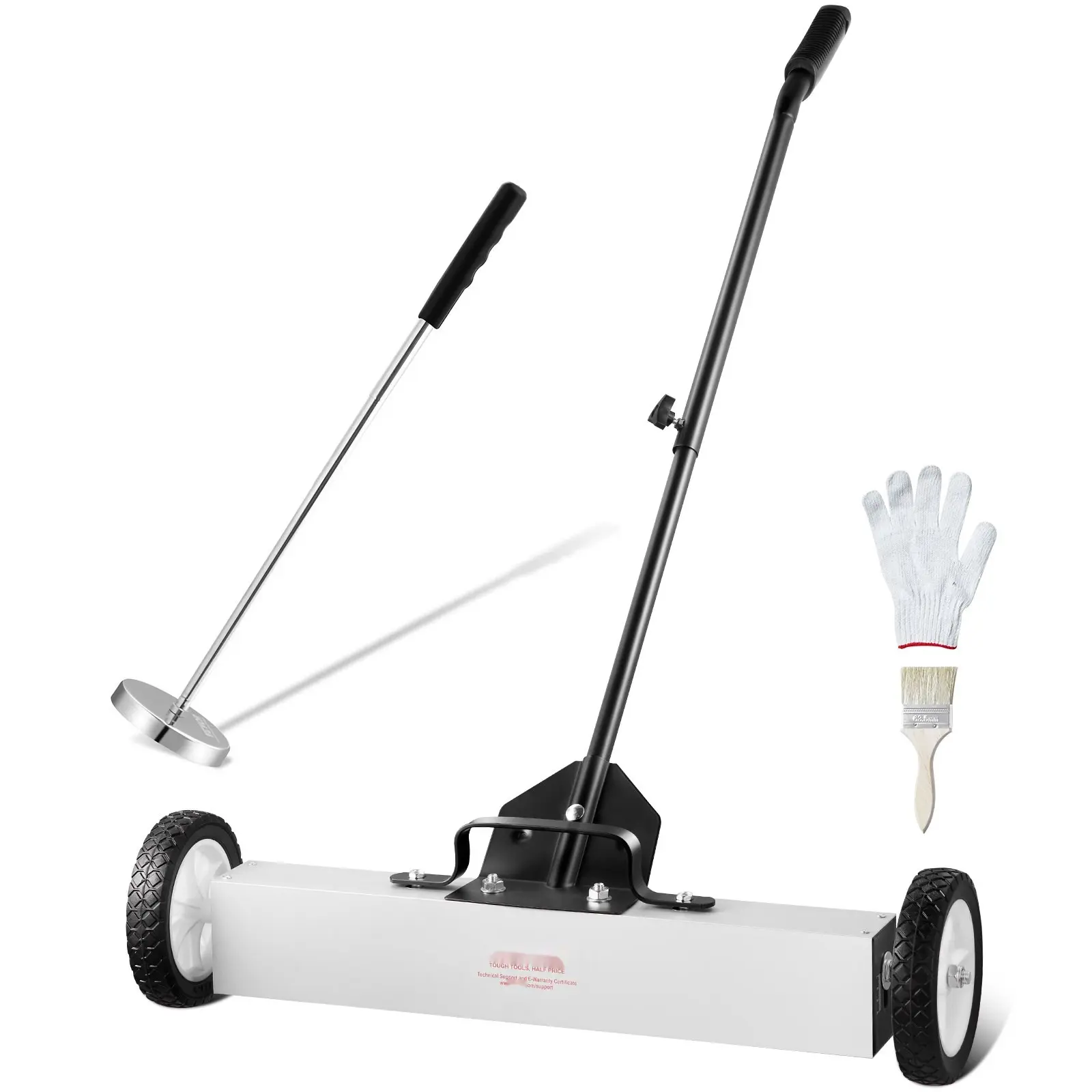 24-Inch Magnetic Sweeper With Wheels Telescoping Magnetic Pickup Tool For Garage Floor Debris Cleanup Heavy-Duty Aluminum Handle Extendable Reach Reusable Magnetic Pickup For Nails Screws Bolts Metal Shavings And Ferrous Particles