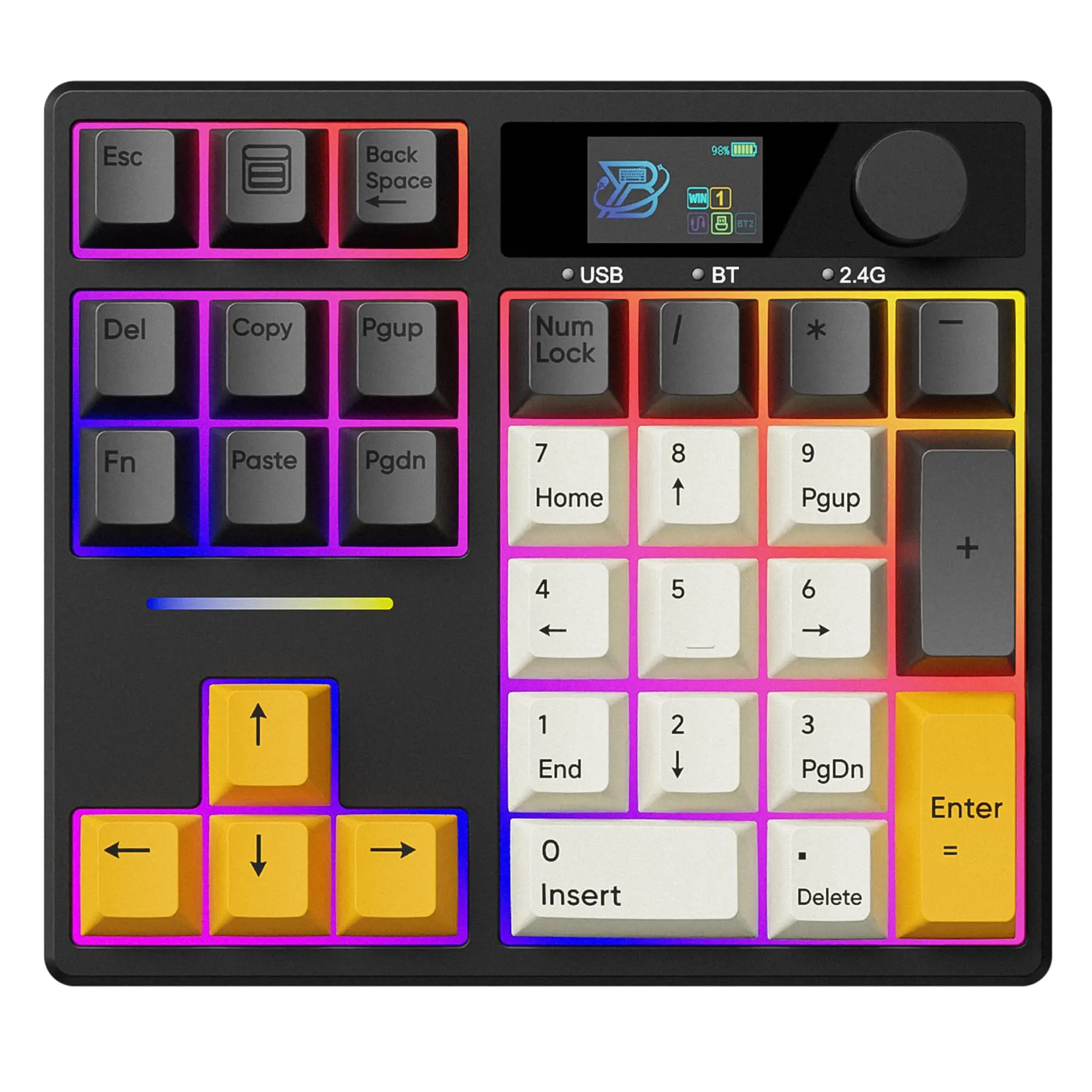 TD31Pro Gaming Keyboard,Mini Mechanical Numpad Tri-Mode Connection Bluetooth5.0/2.4G/Type-C Wireless Numeric Keypad,RGB HotSwap Numpad with Screen&Knob,PBT Keycaps Gasket keypad Programmable for Win/Mac/Gaming/Working