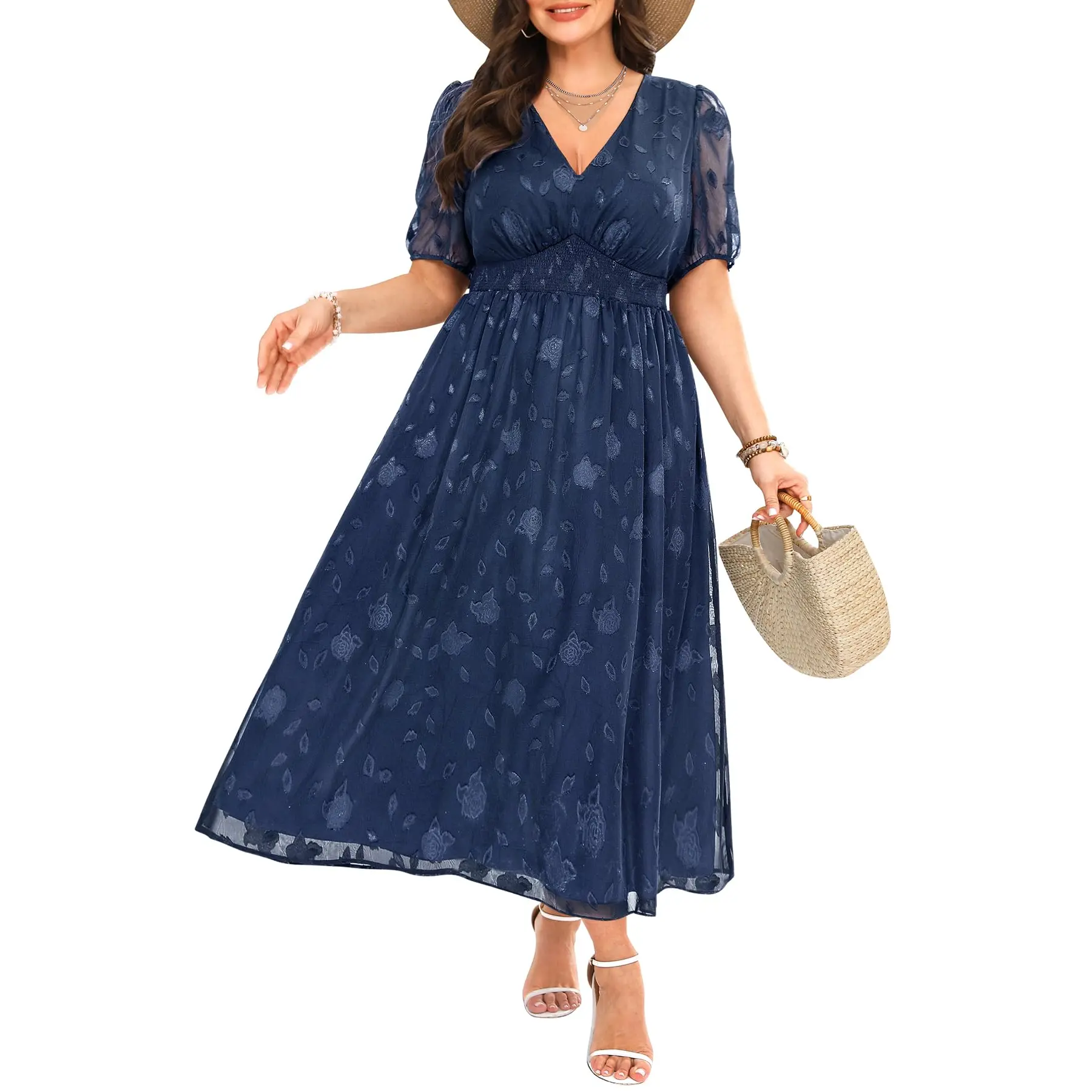 Women Plus Size Summer Dress - Easter Spring Floral Wedding Guest Maxi Long Dress SwimWeek summervibes