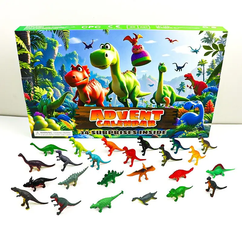 Halloween Christmas Blind Box Countdown Calendar, 24-Day Digital Timer, Dinosaur Theme, Kids Gift, Fun Educational Toy