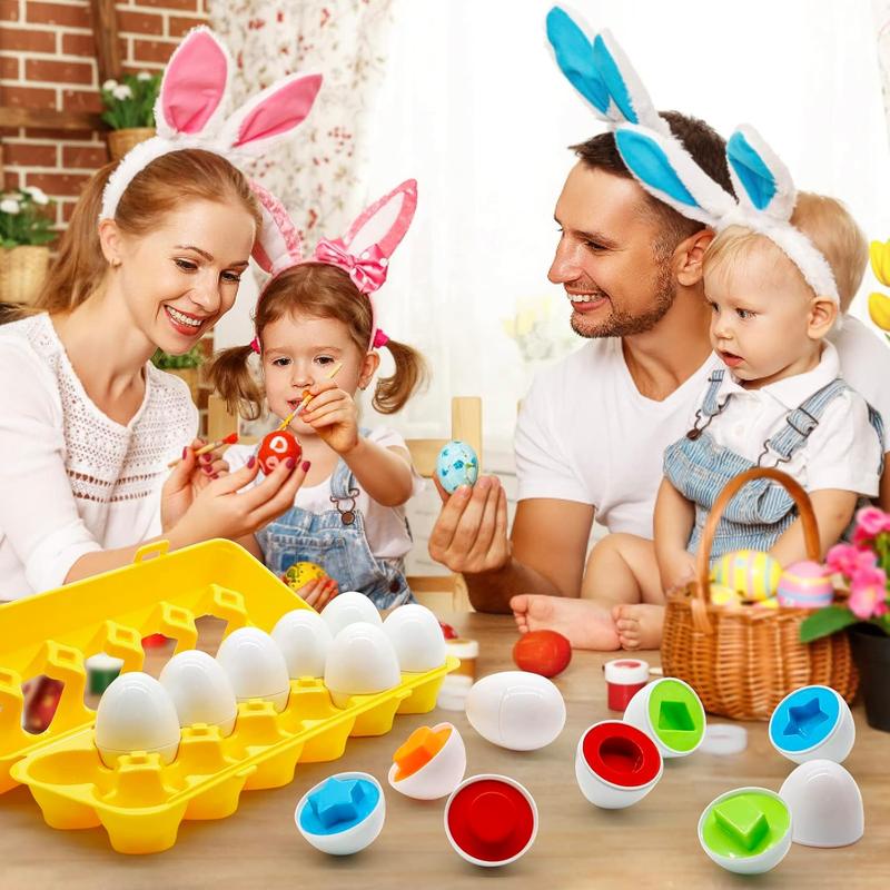 Random Color Egg Shaped Puzzle Toy, Shape Sorter, 12pcs/set Colorful Egg Matching Set, Early Learning & Fine Motor Skills Puzzle for Youngsters