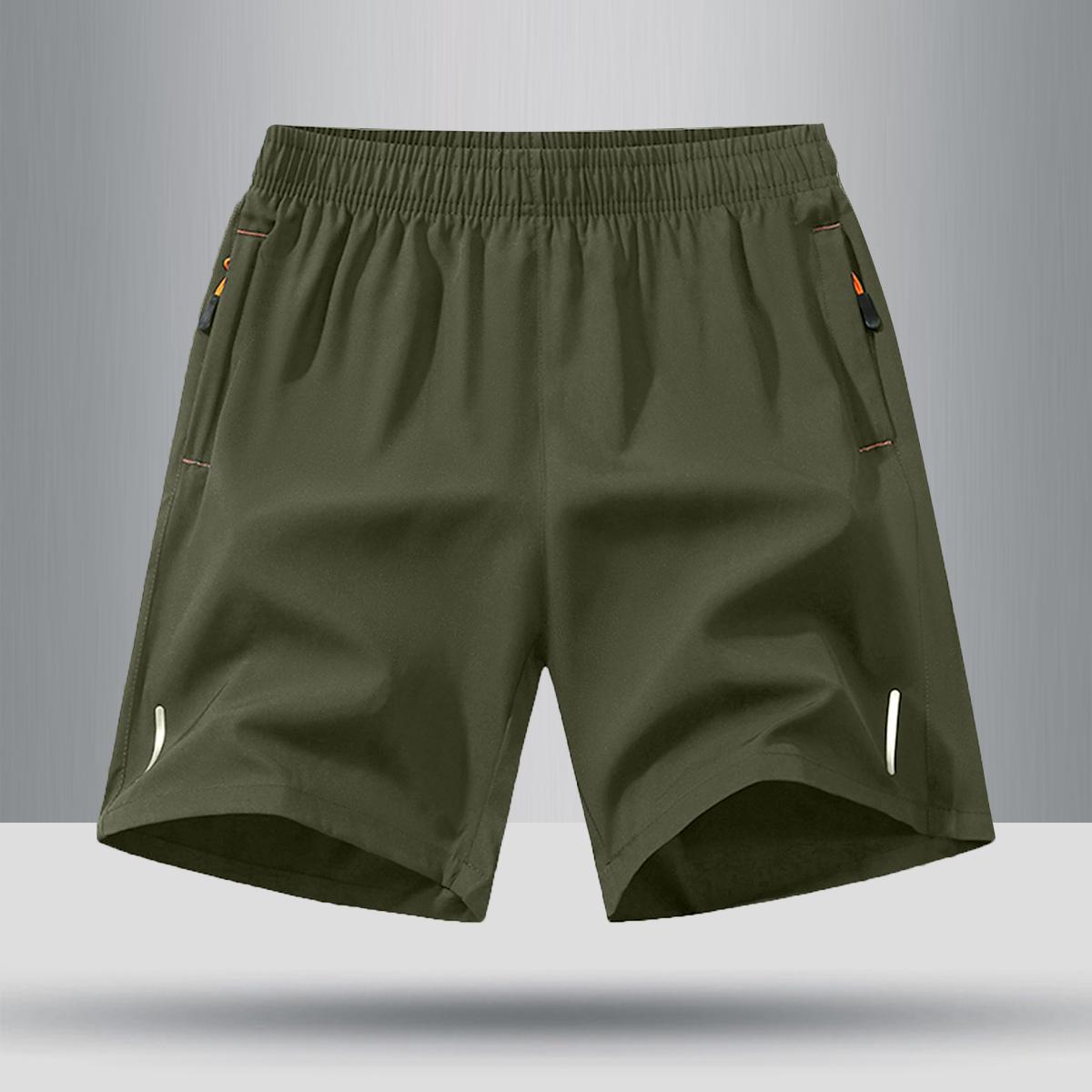 5-Pack, Men's Solid Color Zipper Pocket Shorts - Summer Casual Comfortable Breathable Three-Quarter Pants, Men's Everyday Bottoms, Tropical Beige, 5-Pack Men's Casual Breathable Shorts  Breathable Solid Color Zipper Shorts Menswear Plain SpringStatements