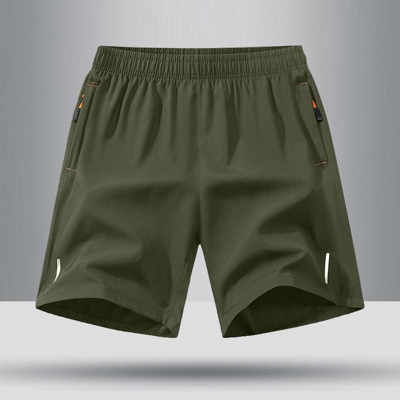 5-Pack, Men's Solid Color Zipper Pocket Shorts - Summer Casual Comfortable Breathable Three-Quarter Pants, Men's Everyday Bottoms, Tropical Beige, 5-Pack