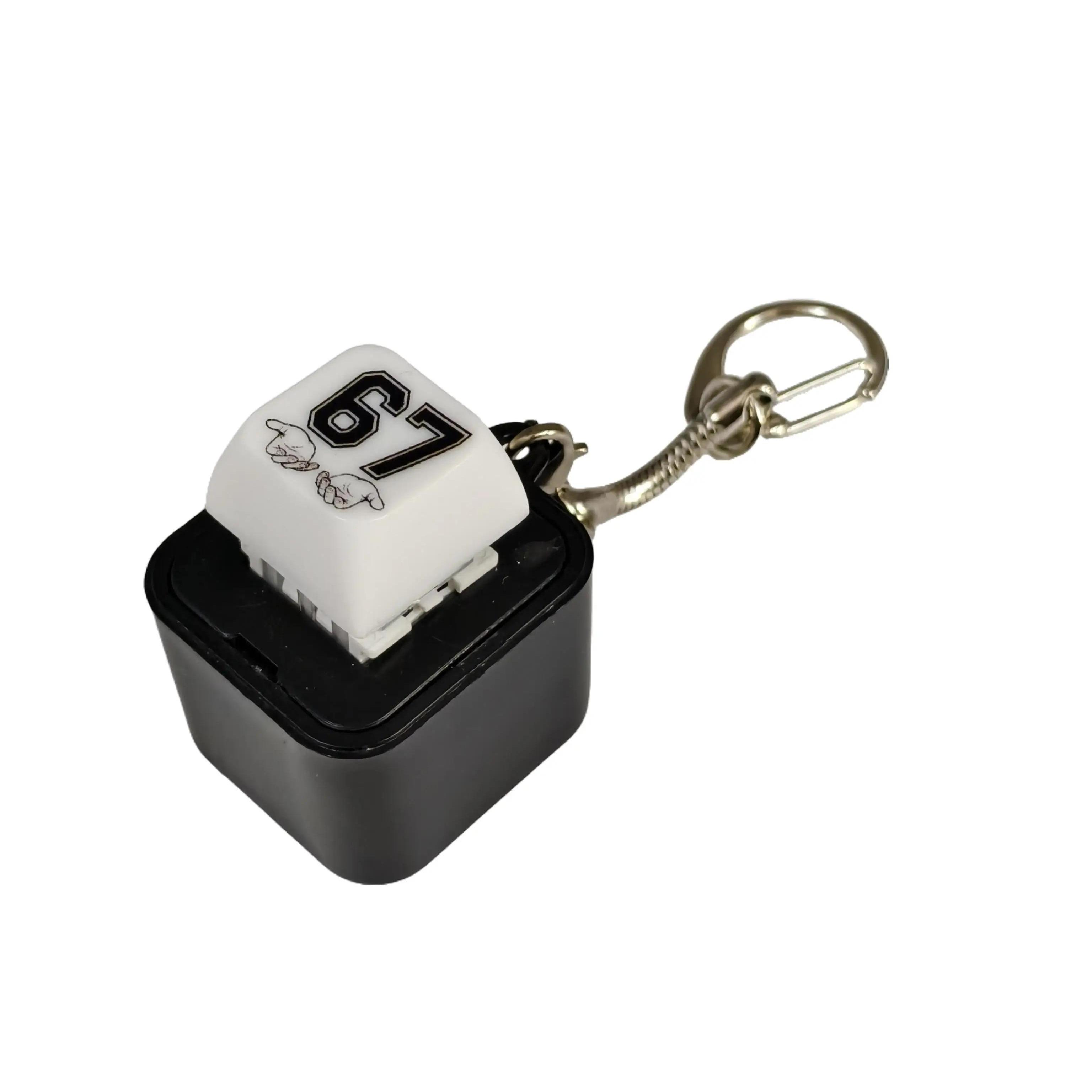 67 Sound Button Keychain Desk Rechargeable Everyday Carry Toy, Light-Up Rechargeable Collectible, IYKYK kid Gift