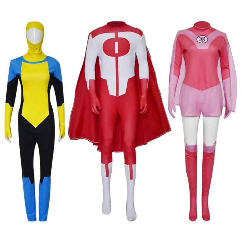 Anime Cartoon Invincible Mark Grayson Cosplay Men Costume Male Superhero Omni-man Atom Eve Man Halloween Carnival Cloth Disguise