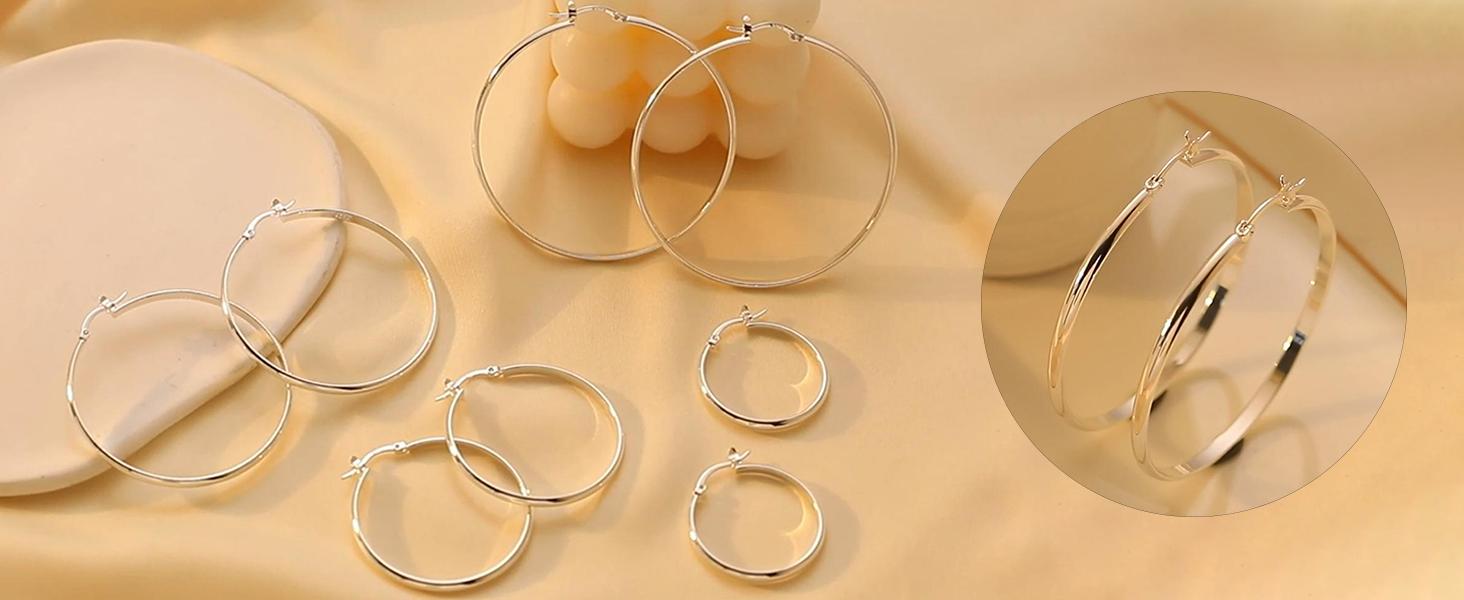 valentine gifts for her-Women’s Big Gold Hoop Earrings, 3mm Wide Oversized Hoops, Minimalist Statement Jewelry, 30/40/50/60mm