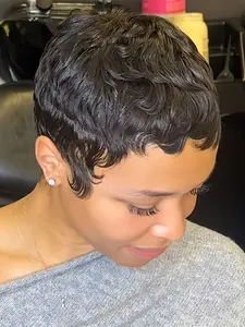 Pixie Cut Wig, Short Straight Layered Pixie Cut Wig, Human Hair Wig, for Women Daily Party Cosplay Use