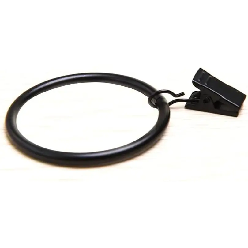 Clip-On Large Curtain Rings, 10-Pack 2.5in Rustproof Strong Metal Decorative Drapery Hoops, Fits Up to 2in Rod, Vintage Black for Outdoor Fishing Shelter Window Drapes