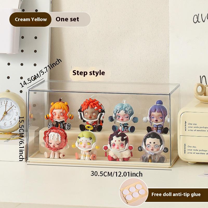 Solid Color Blind Box Storage Display Stand, Acrylic Transparent Display Box, Dustproof Cabinet, Small Figurine Desktop Storage Box, Used for Doll Toy Collectibles, Cute Figures, Stackable for Protection, Storage, and Organization