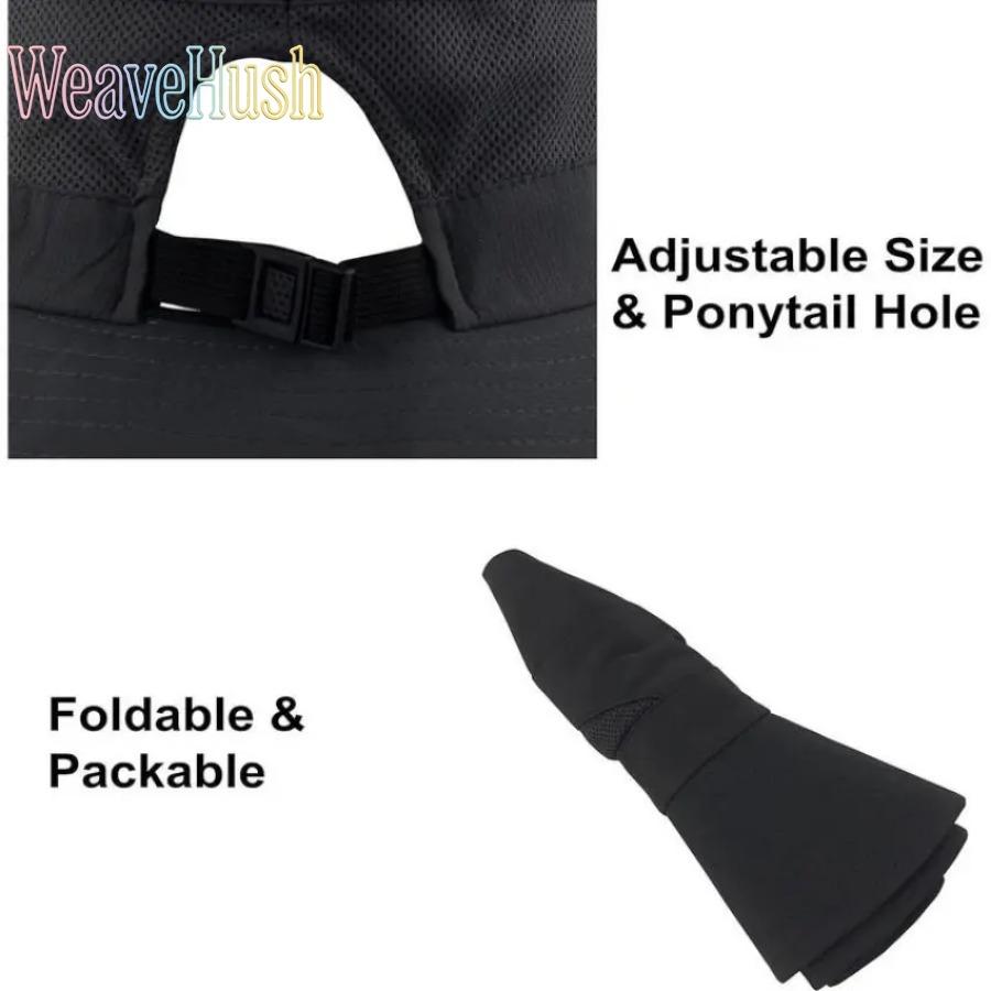 2026 Trendy Women's Wide Brim Ponytail Sun Hat, Foldable UV Protection Beach Cap with Stylish Breathable Mesh & Adjustable Chin Strap, Lightweight Packable Sun Shield Perfect for Fishing, Hiking, Gardening & Summer Outdoor Activities