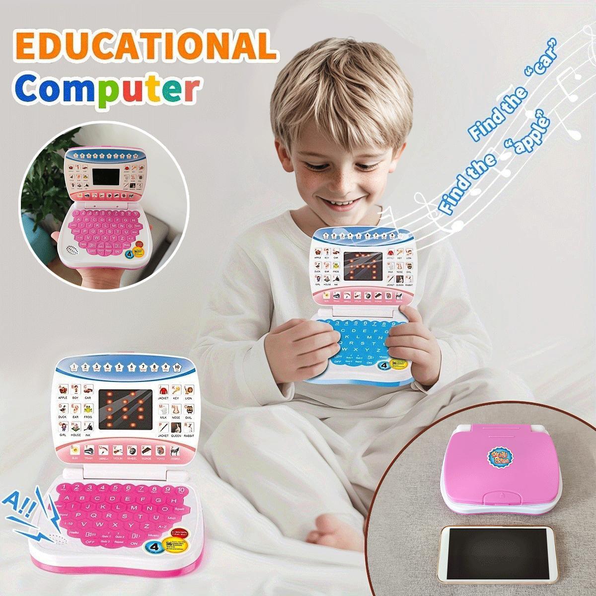Electronic Learning Toy, 1 Box Mini Learning Computer Toy, Portable Learning Toy with Letters Numbers Music Functions, Ideal for 3 Years and Up