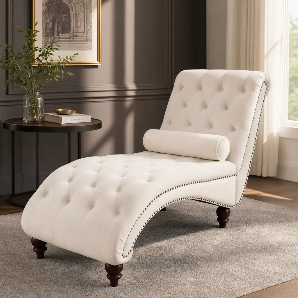 Vintage ARCH Velvet Recliner Chair with Button Tufting, Silver Nailhead Trim, Armrest, Solid Wood Frame, 43.51 l x 24.81 w x 14.18 h in, 50.49 lb, Durable, Assembly Required for Living Room, Bedroom, Reading, Single Box Product, Contoured
