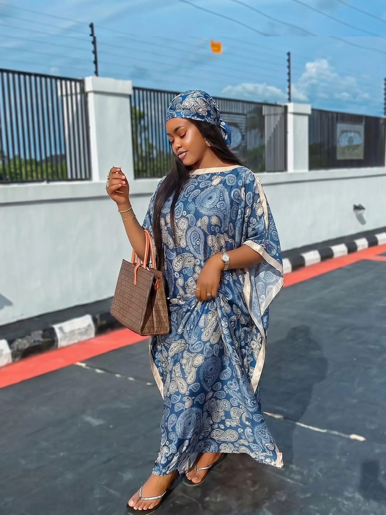 Boho Style Women's Elegant Paisley Pattern Casual Lounge Set, Long Dress + Headscarf Scarf Hairband, Daily Summer Beach Vacation Sun Protection Lightweight Wrap, Bohemian
