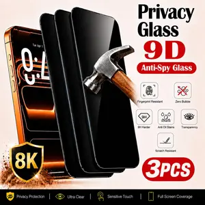 3-Pack 9D Full Screen Anti-Spy Tempered Glass Film for iPhone X/XR/11/12/13/14/15/16/17 Pro Max, 9h Hardness, Oil Repellent, Privacy Protection