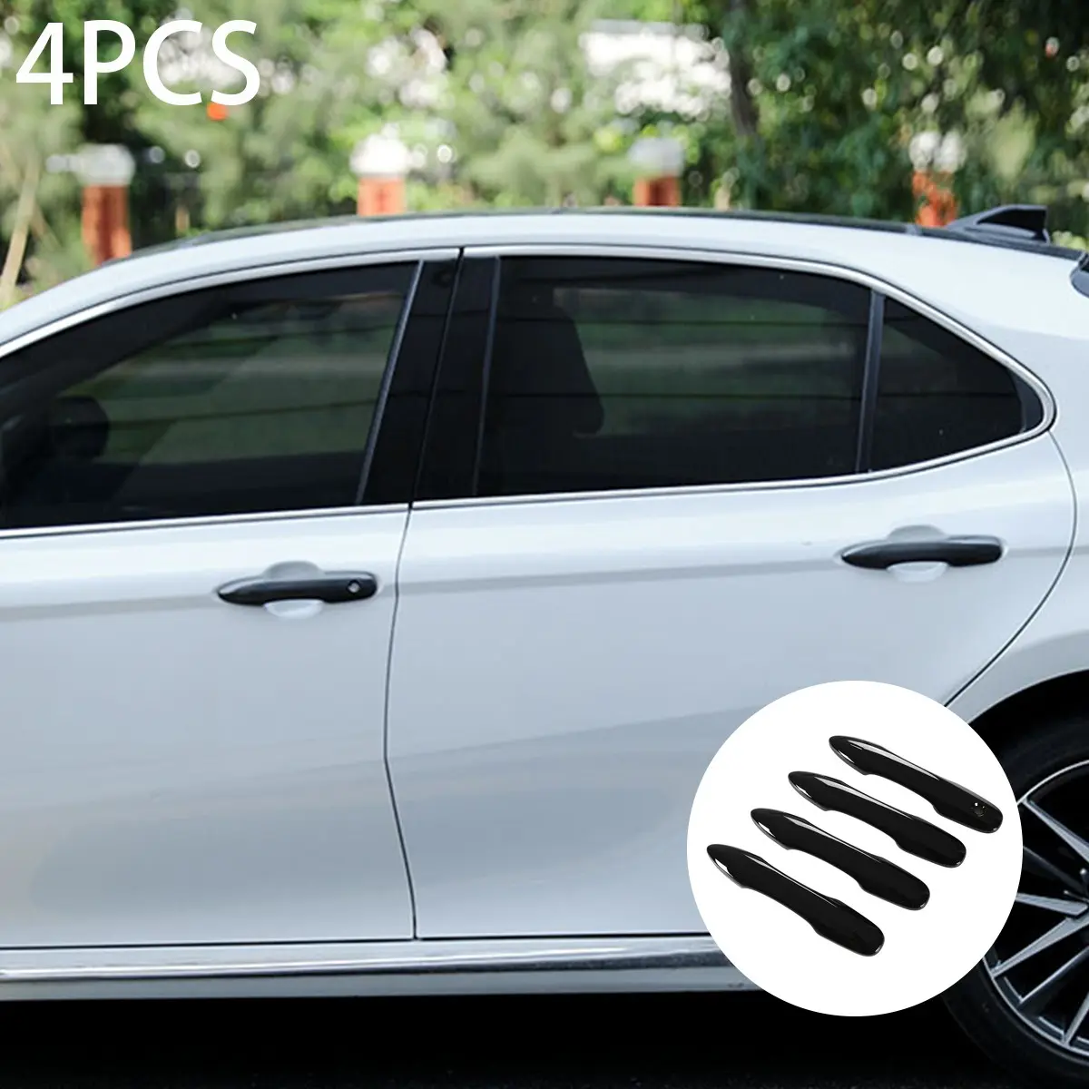 Gloss Black Full Enclosed Door Handle Covers Trim ABS Anti-Scratch Door Handle Protector Caps Non-Destructive Installation Automotive Exterior Accessories Fit Toyota Camry 18-25