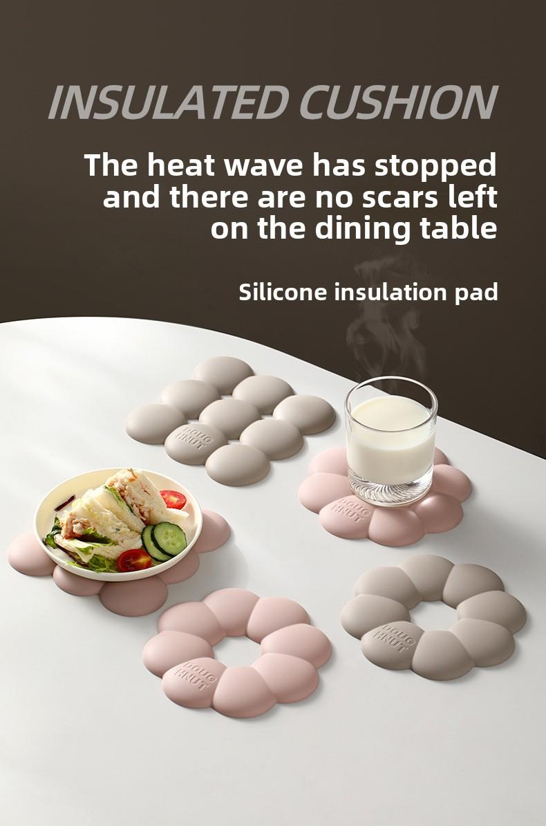 FaSoLa silicone heat-resistant mat, high-temperature resistant and anti-scalding, kitchen pot mat, coaster, thickened and foldable dining table tableware mat