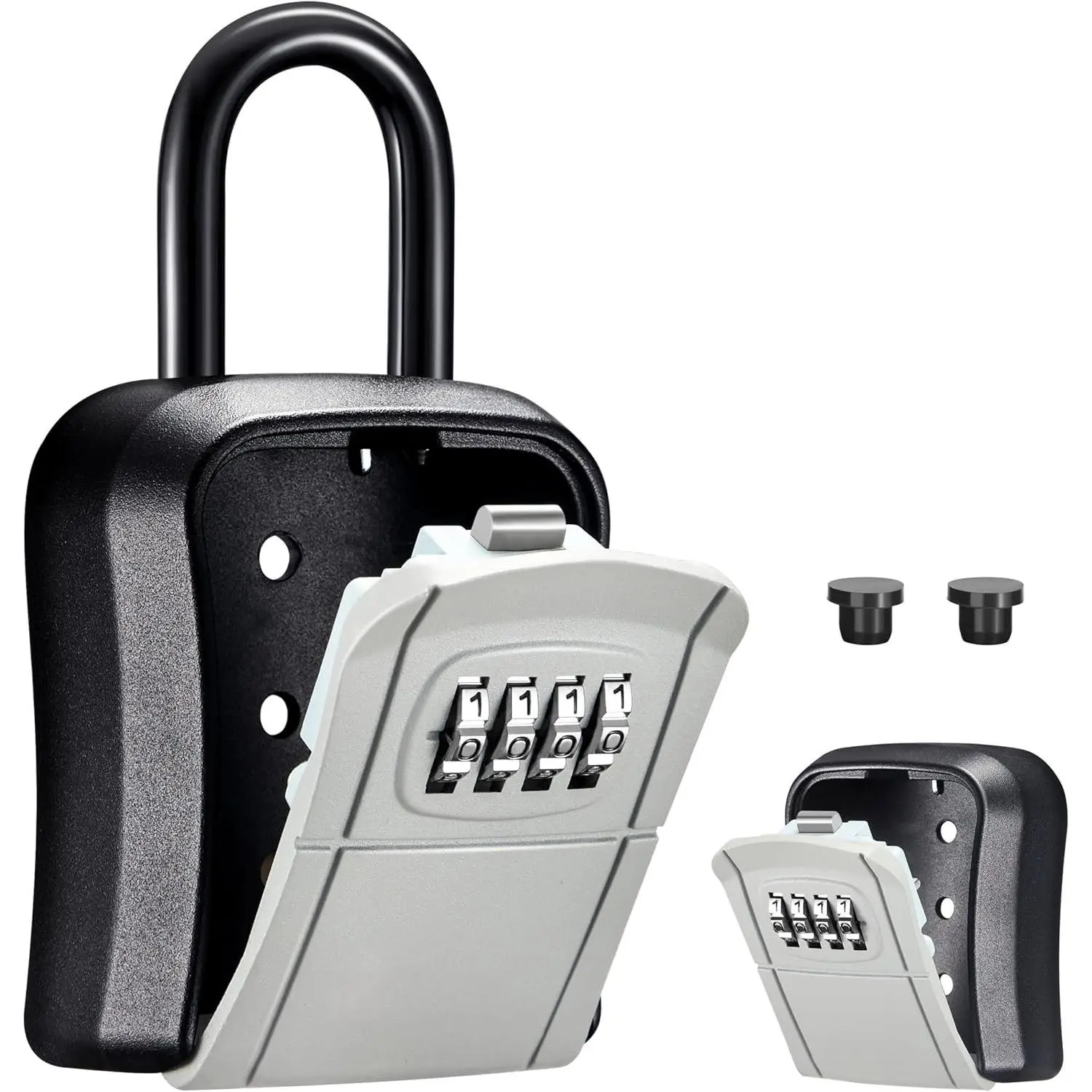 Key Lock Box, Portable Combination Lockbox Wall-Mounted Key Storage Box for House , Resettable Code Safe  Lock Box for , Office, Apartment Spare Key Storage (1 Pack, Gray)