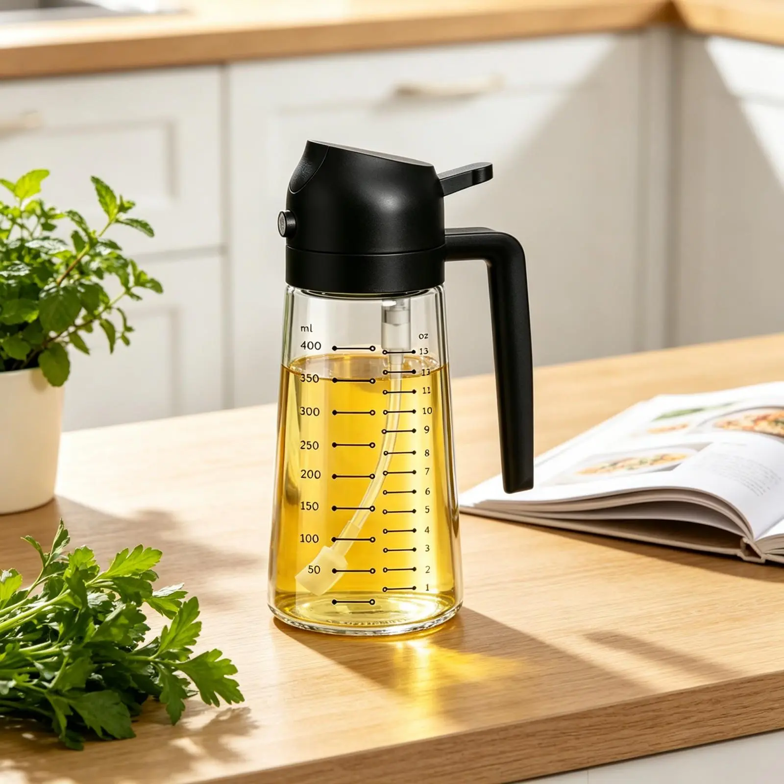 Kitchen Multifunctional 2 In 1 Oil Can Press Mist Pour Dual Mode Healthy Low Fat Portion Control Oil Sprayer