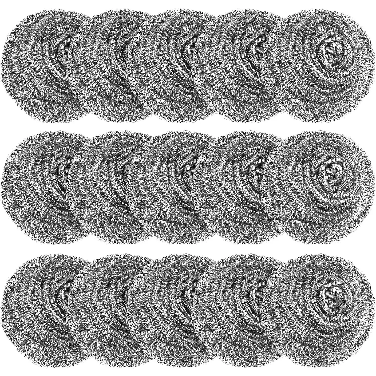 15 Pack Steel Wool Scrubber, Metal Kitchen Scrubbing Sponges, Dishwashing Scouring Pads Heavy Duty, Premium Stainless Steel Scrubbers for Cleaning Dishes Pots and Pans Bathroom Oven (Sliver)