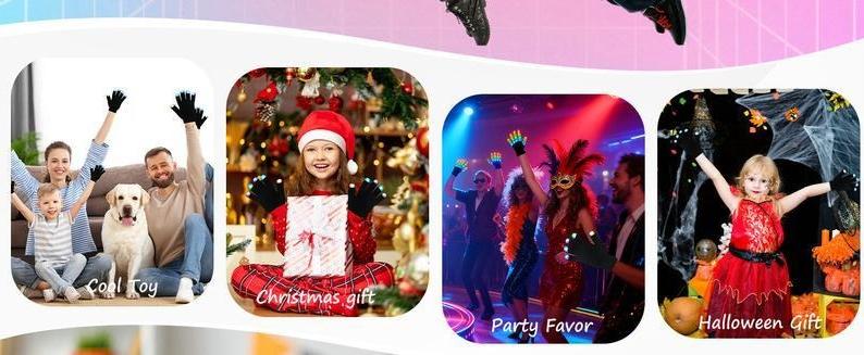 Flashing LED Glow Finger Gloves | Rave Party Concert Essentials | Light-Up Gear for Nighttime Fun