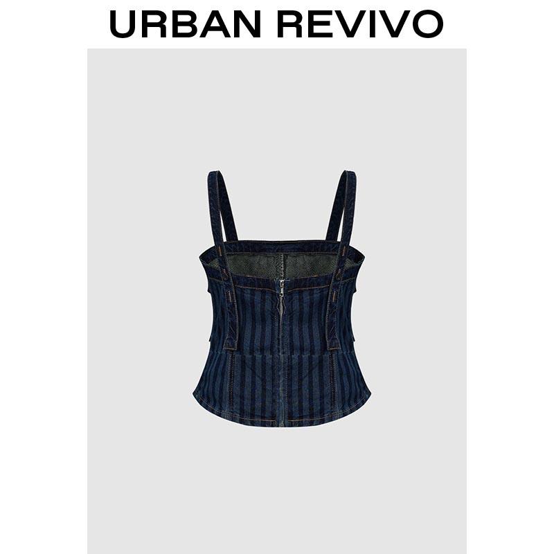 URBAN REVIVO Women's Denim Camisole Blouse: UID850018 springtok