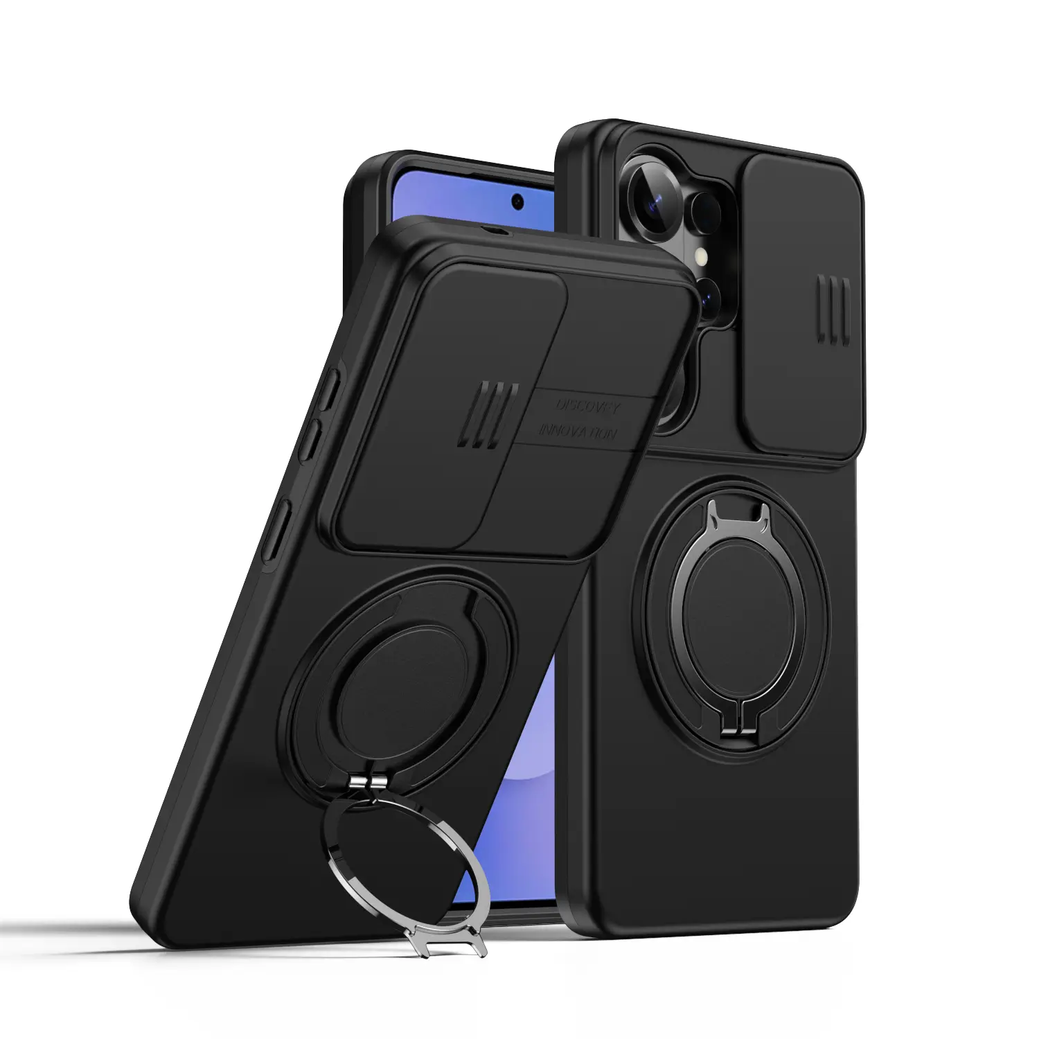 for Samsung Galaxy S26 Ultra S25 Ultra S24 S23 S22 Ultra S26 Plus Case with Slide Camera Cover and Rotating Kickstand Ring, Slim Magnetic Shockproof Accessories Phone Case for Samsung A16 A17 A56 A37 A55 A35 A26 A06 A07
