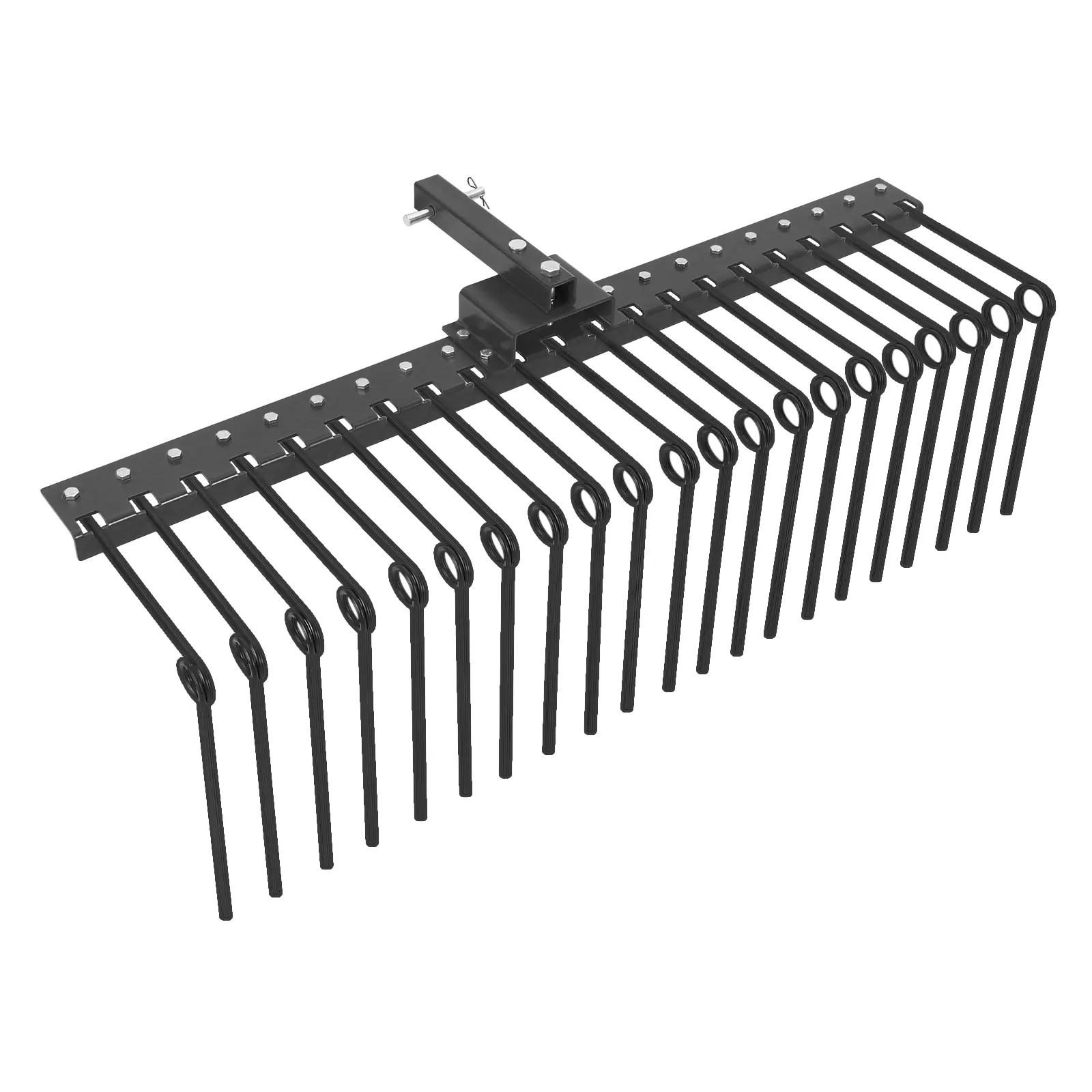 Heavy Duty Pine Straw Rake Attachment for Lawn Tractor - 48/60 Inch Tow-Behind Landscape Rake, 20 Steel Spring Tines, 2-Inch Receiver Hitch for Yard, Grass