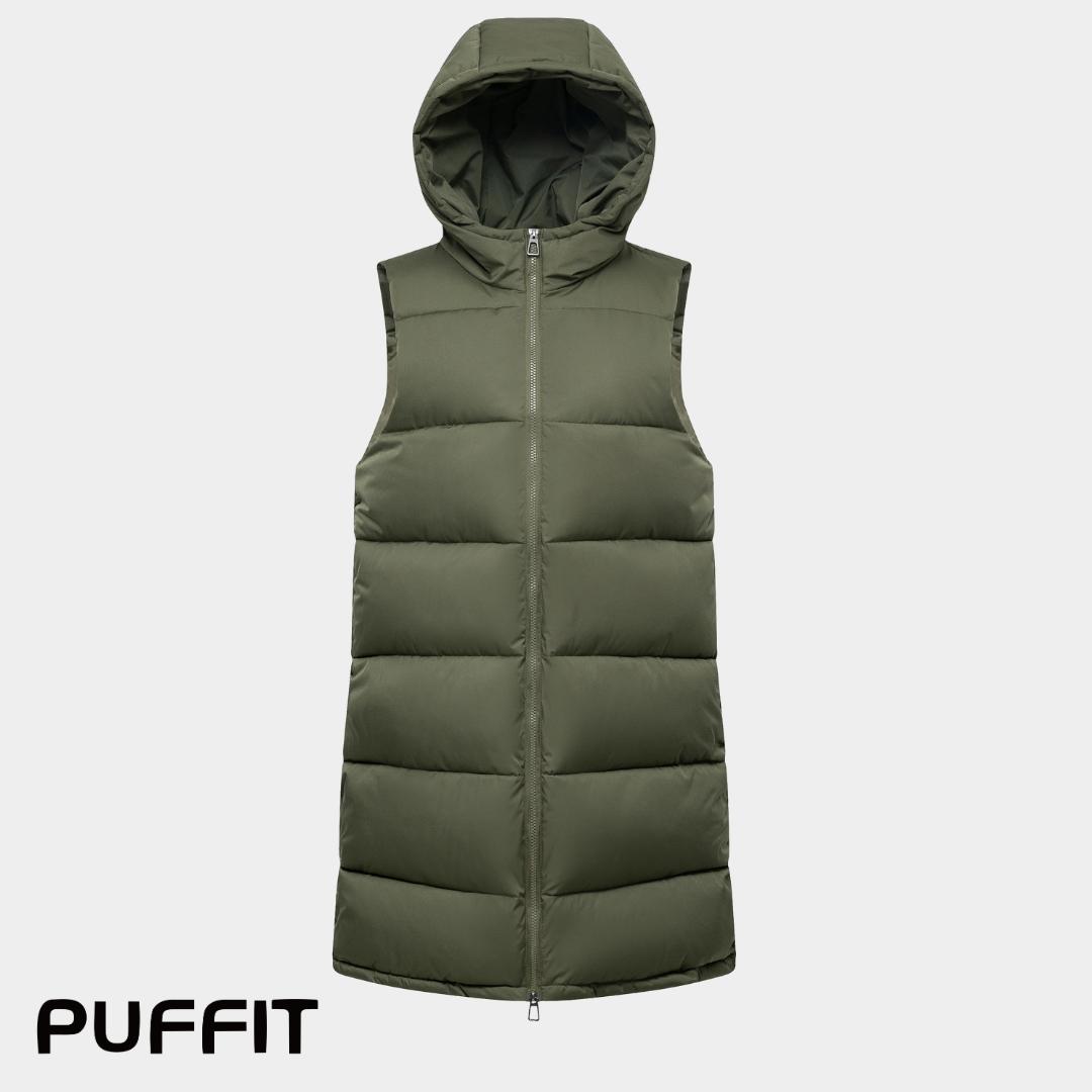 【Clearance】PUFFIT WarmCore Premium Women Warmer Oversized Hooded Long Puffer Gilet, Sleeveless Waistcoat Quilted Vest, Water Repellent Deep Pockets Style SpringStatements