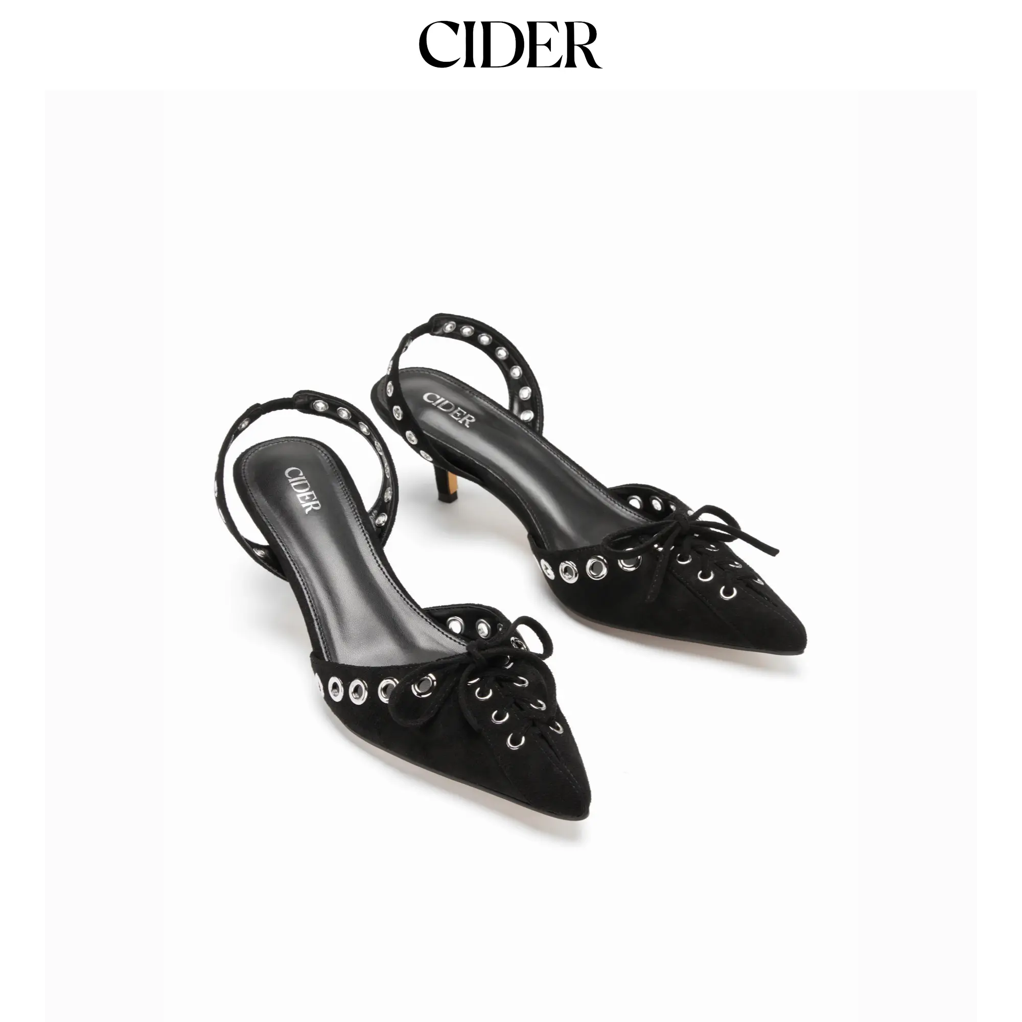 Cider FAUX SUEDE BOWKNOT SLINGBACK KITTEN HEELS Cider FAUX SUEDE BOWKNOT SLINGBACK KITTEN HEELS