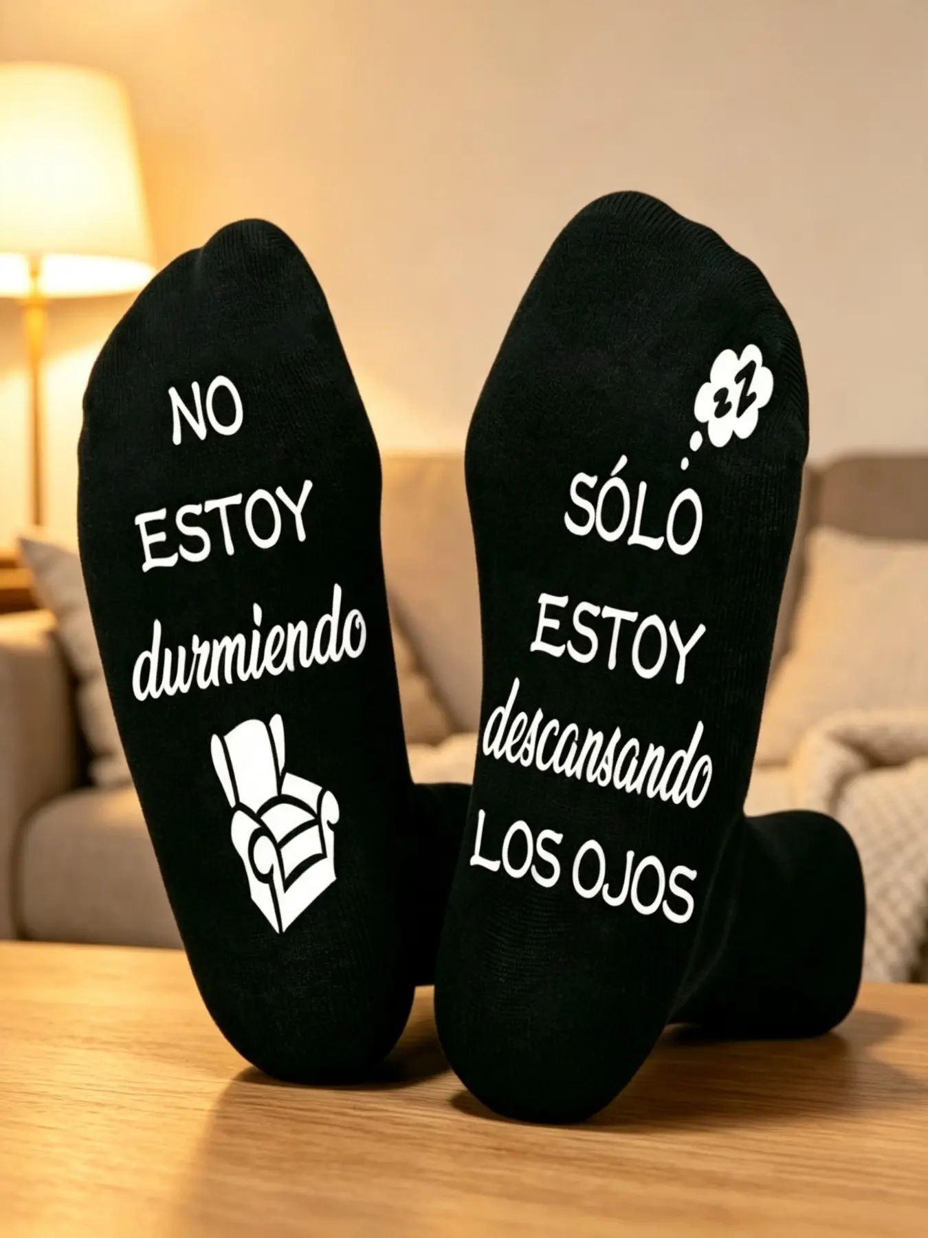 Spanish Fun Slogan Print Crew Socks for Men, Elastic Soft Fit, Ideal for Home Relaxation, Perfect Gift for Holidays