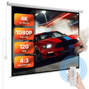 【DealsForYouDays】VEVOR Motorized Projector Screen, 120 inch 4: 3 1080 HD Electric Projector Screen, Wall Mounted Projection Dispaly Projector with Remote Control, Automatic Movie Screen for Family Home Office Theater