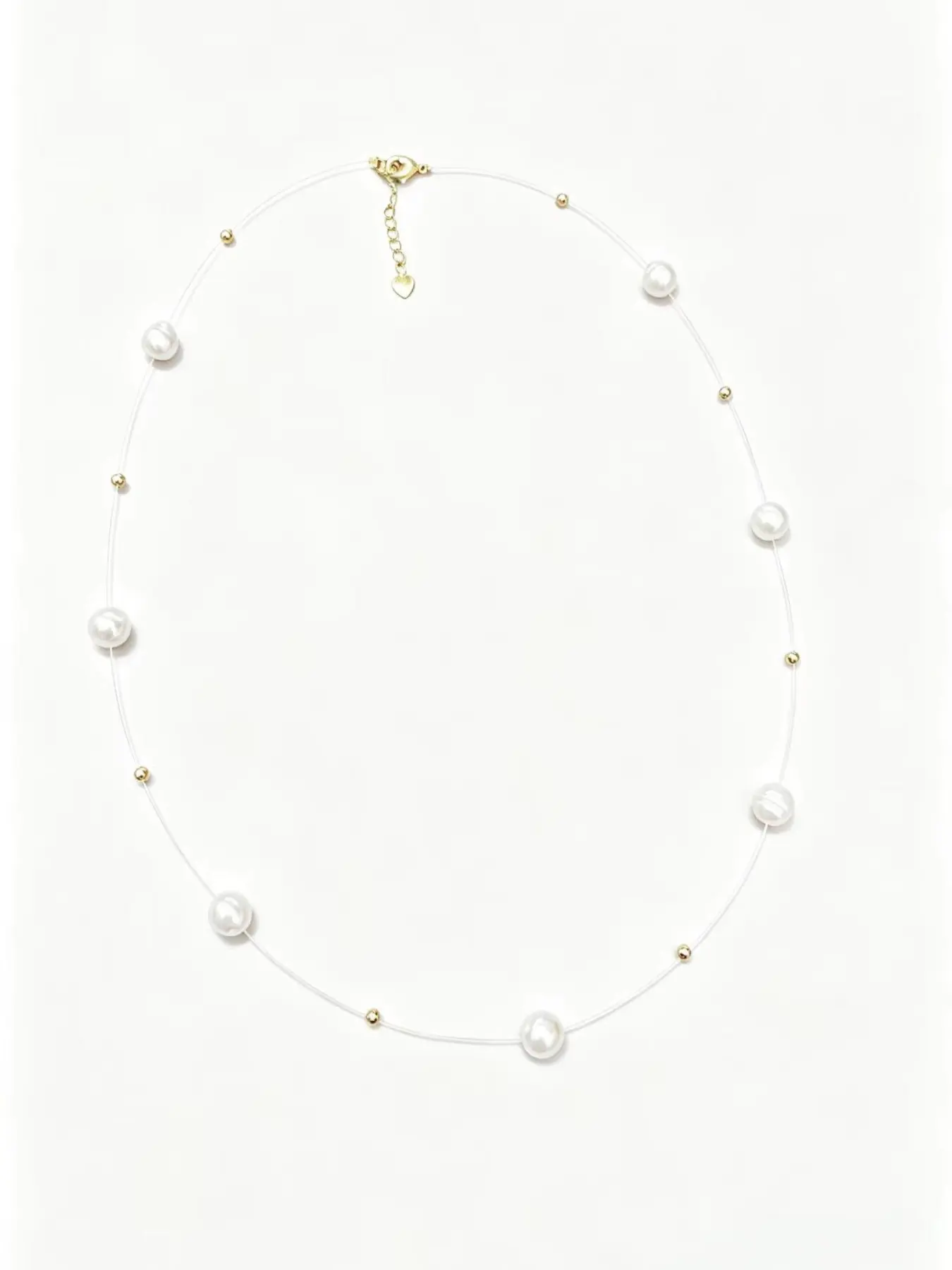 Natural Freshwater Pearl Necklace, Hidden Baroque Pearls 7-8mm, Ball Spacing, 50cm Adjustable Clasp, Versatile Collar Chain