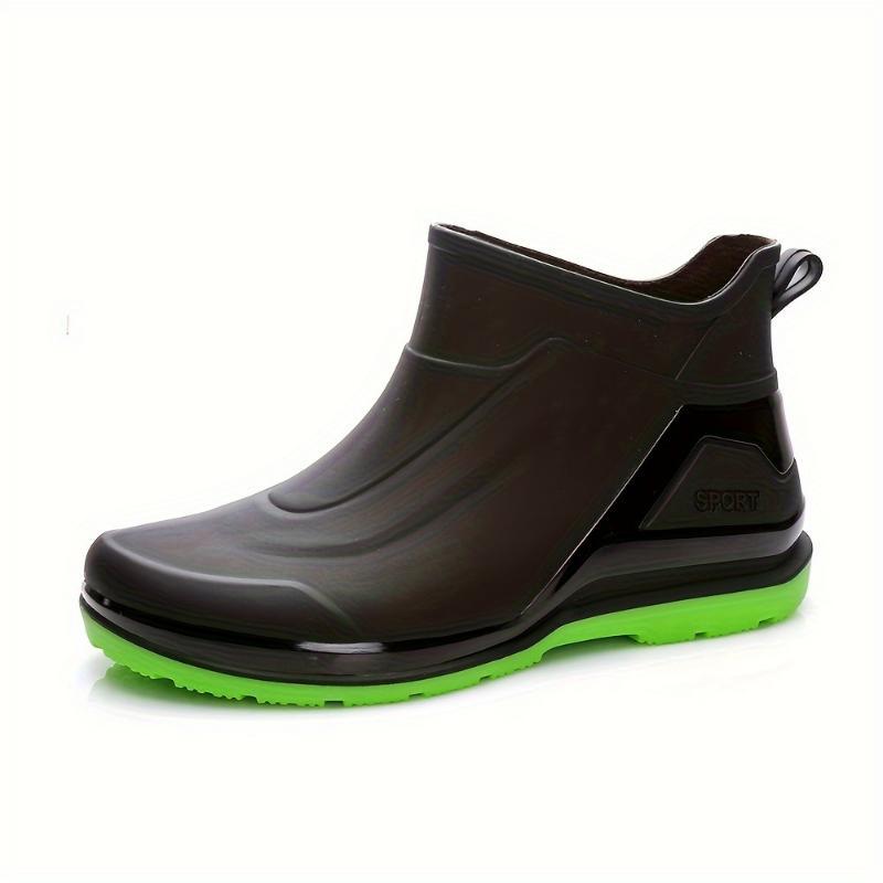 (New)Men's Solid Colour Mid Top Waterproof Rain Boots, Comfy Non Slip Durable PVC Water Shoes For Men's Rainy Day Outdoor wellies