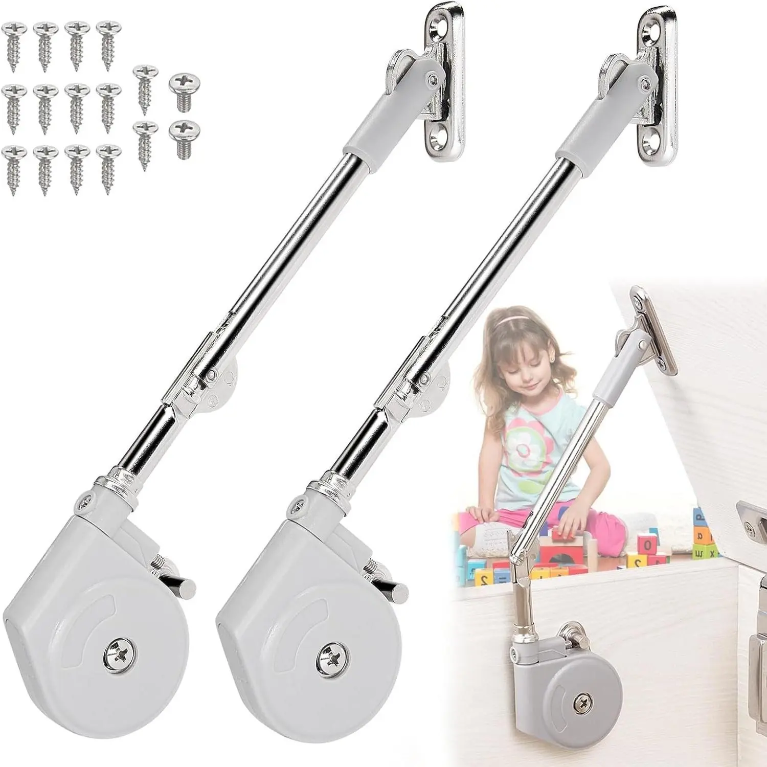 2 Pack Tension Adjustable Soft Close Hinges for Toy Boxes, Wooden Chests, Cedar Storage, Trunks & Benches, Lift Up Flip DoorsGift