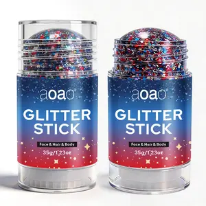 July 4th Glitter Stick Blue, Sparkly Glitter, Body and Hair Glitter, Perfect for Independence Day Party, Holiday Makeup, Fun Festive Look, Shimmering Body Glitter